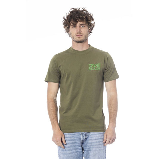 Camiseta de algodón verde Cavalli Class para hombre