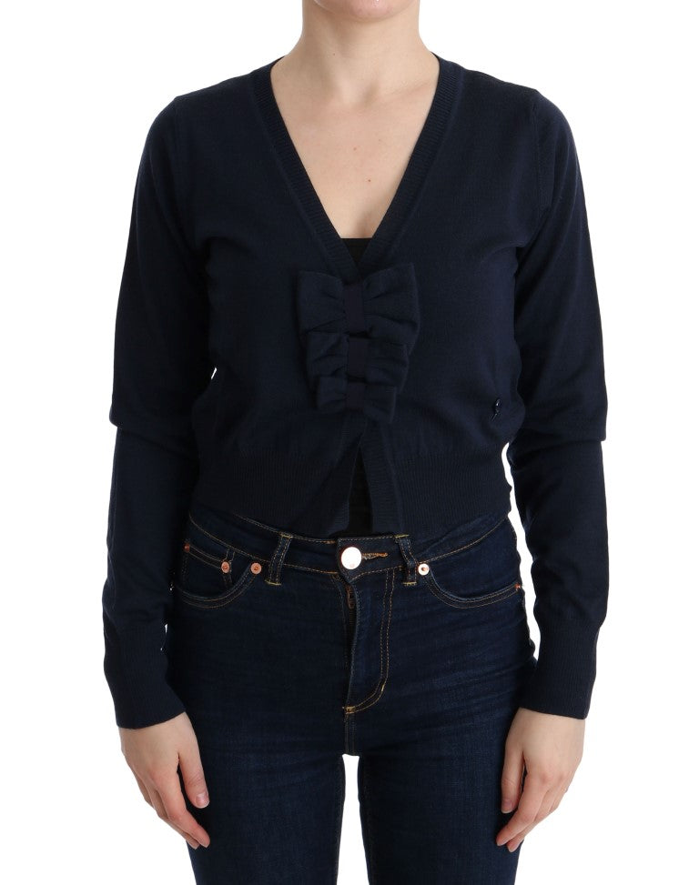 Pull cardigan en laine bleu Marghi lo