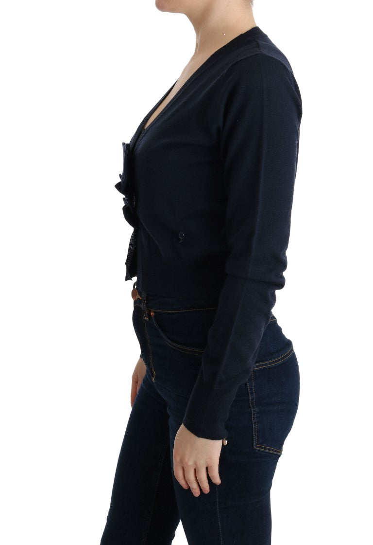 Pull cardigan en laine bleu Marghi lo