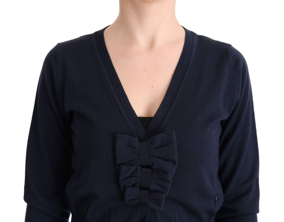 Pull cardigan en laine bleu Marghi lo