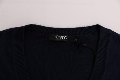 Costume national pull col v bleu