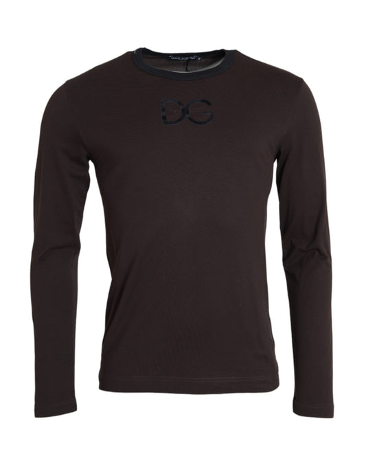 Suéter de cuello redondo con logotipo DG en marrón de Dolce &amp; Gabbana