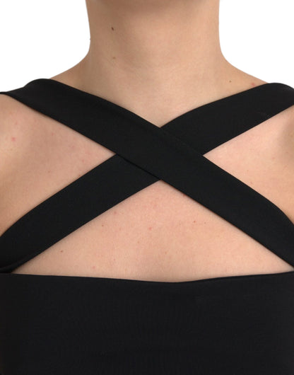 Vestido midi sin mangas con escote halter y corte ajustado en negro de Dolce &amp; Gabbana