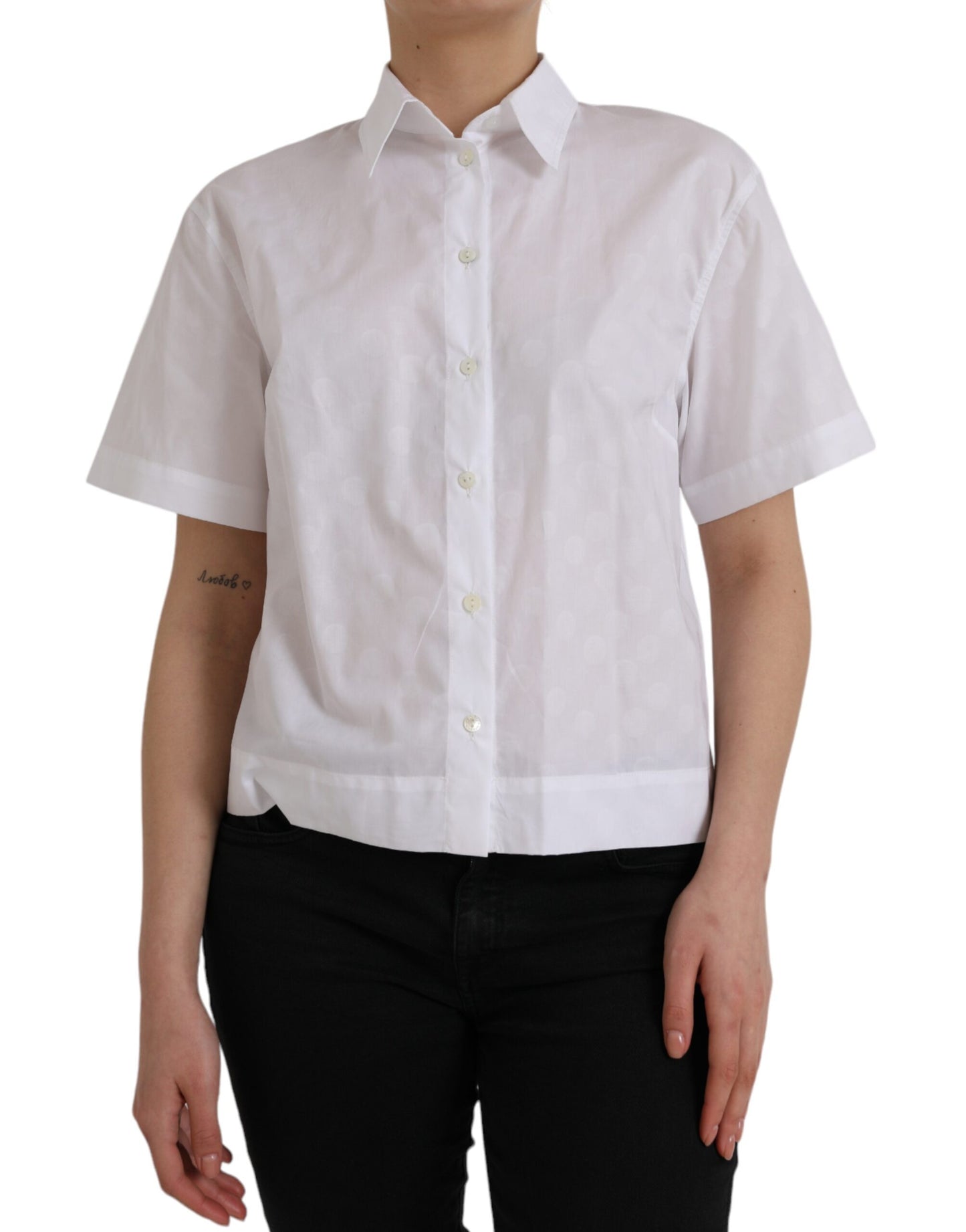 Dolce &amp; Gabbana Haut polo à manches courtes et col blanc