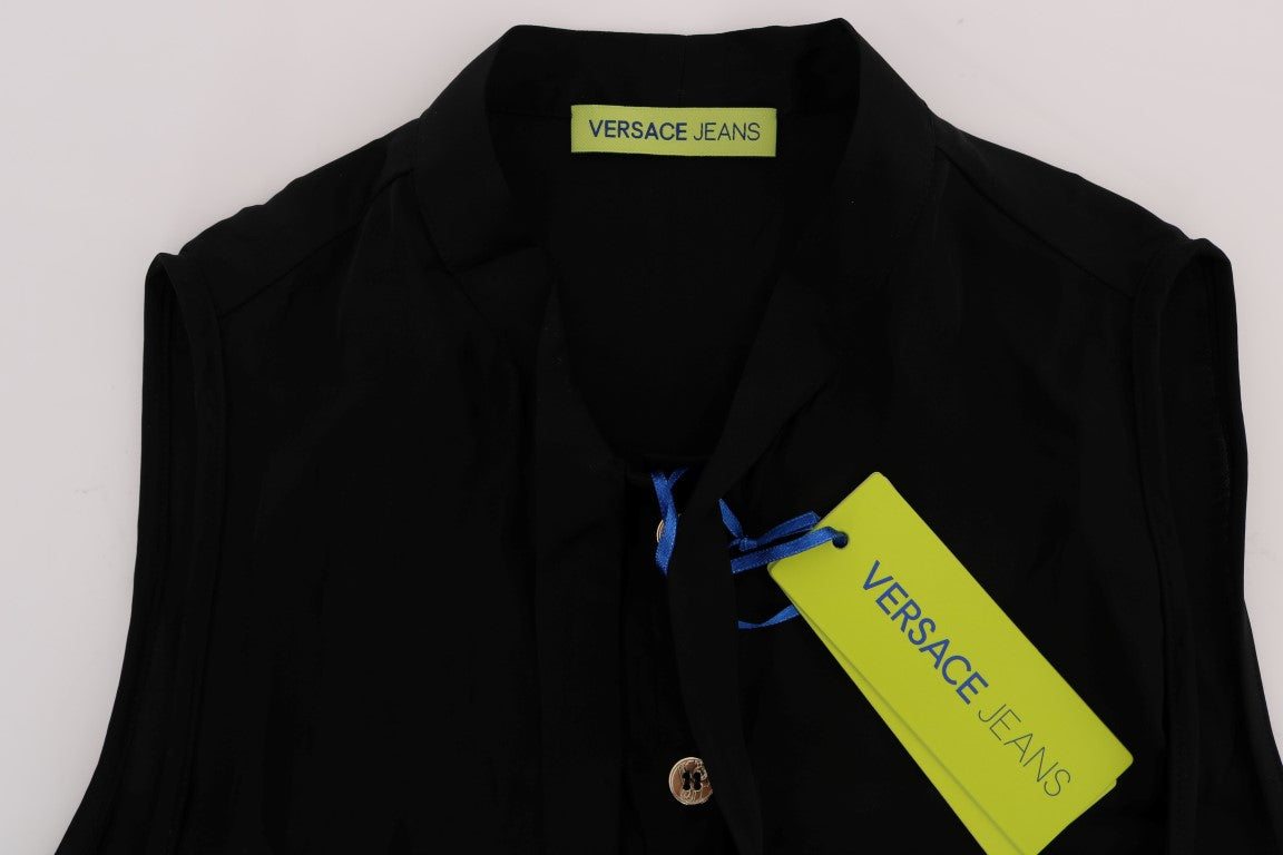 Chemisier chemise noir sans manches Versace jeans