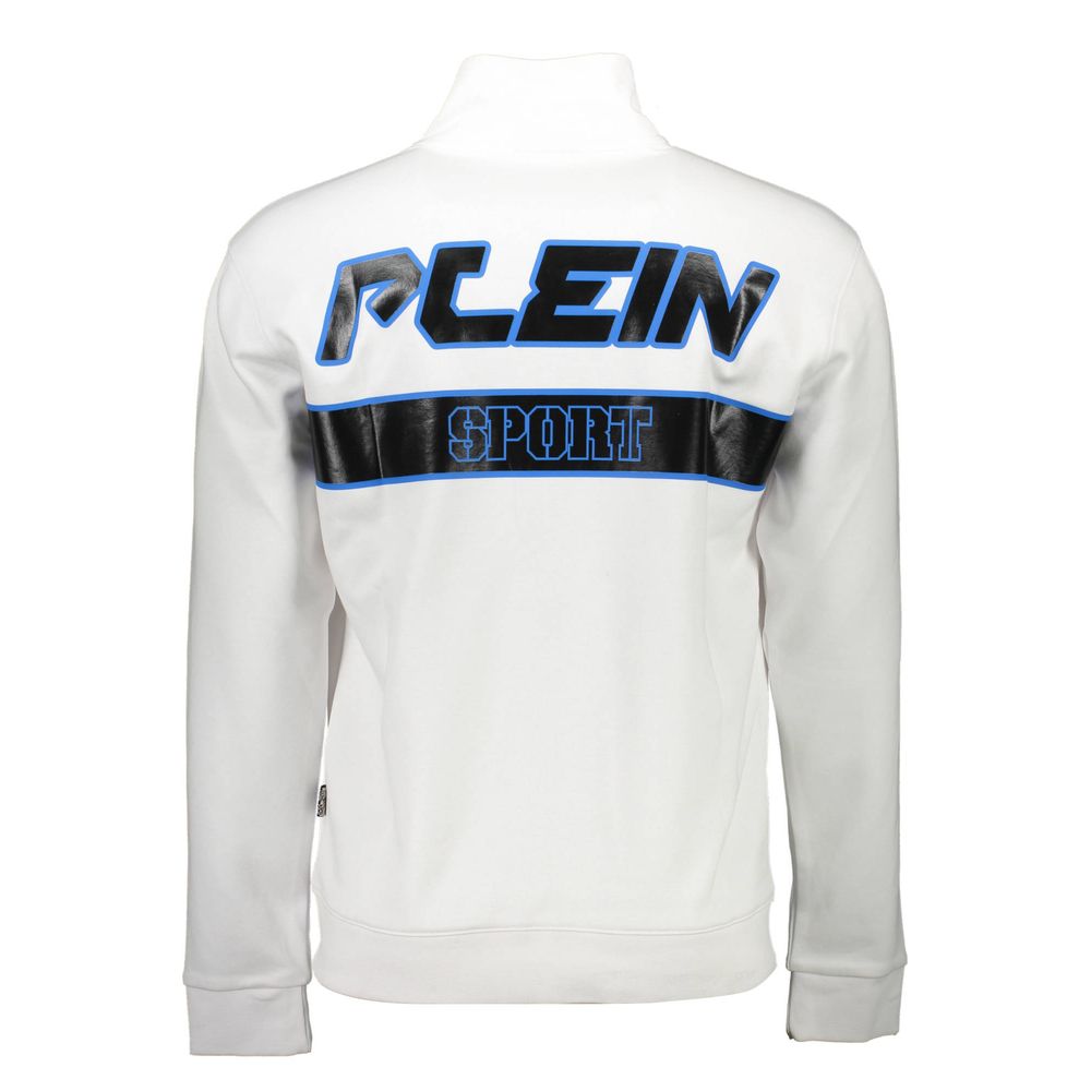 Sweat-shirt zippé blanc élégant Plein sport avec détails contrastés