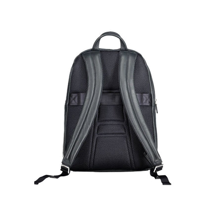 Piquadro Sleek Blue Leather Backpack with Laptop Compartment