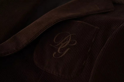Abrigo ajustado de pana marrón de Dolce &amp; Gabbana Blazer con logotipo DG