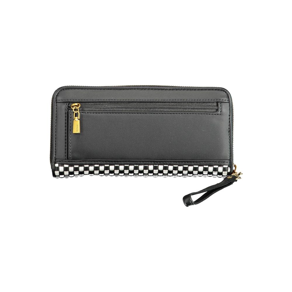 Guess Jeans Sleek Black Polyethylene Wallet with Contrasting Details