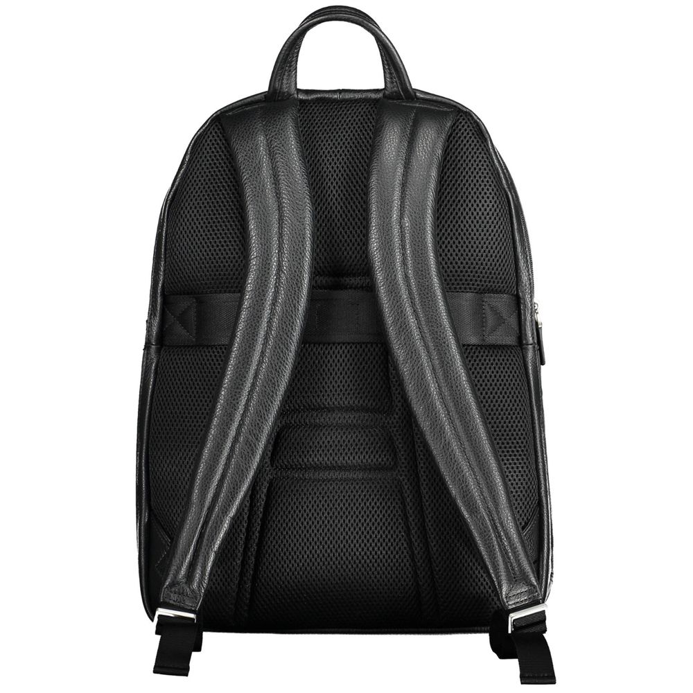 Piquadro Sac à dos élégant en cuir noir avec compartiment pour ordinateur portable