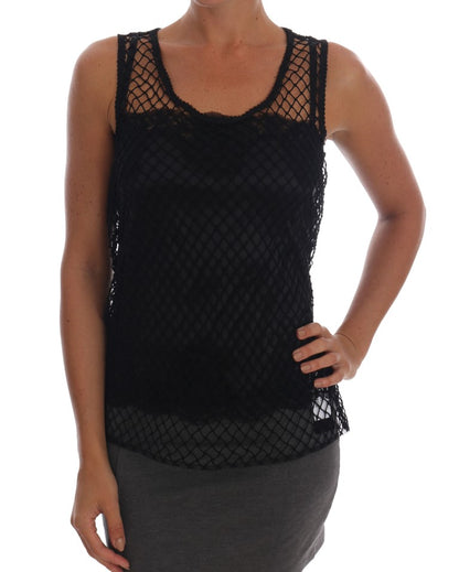 Dolce & Gabbana Elegant Black Lace Sleeveless Cami Blouse