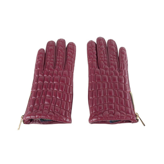 Gants en cuir d'agneau bordeaux élégants Cavalli Class