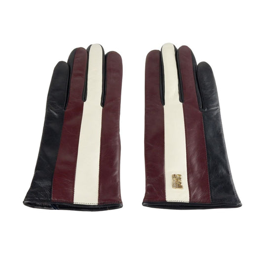 Guantes de piel de cordero Cavalli Class Chic en negro/rojo