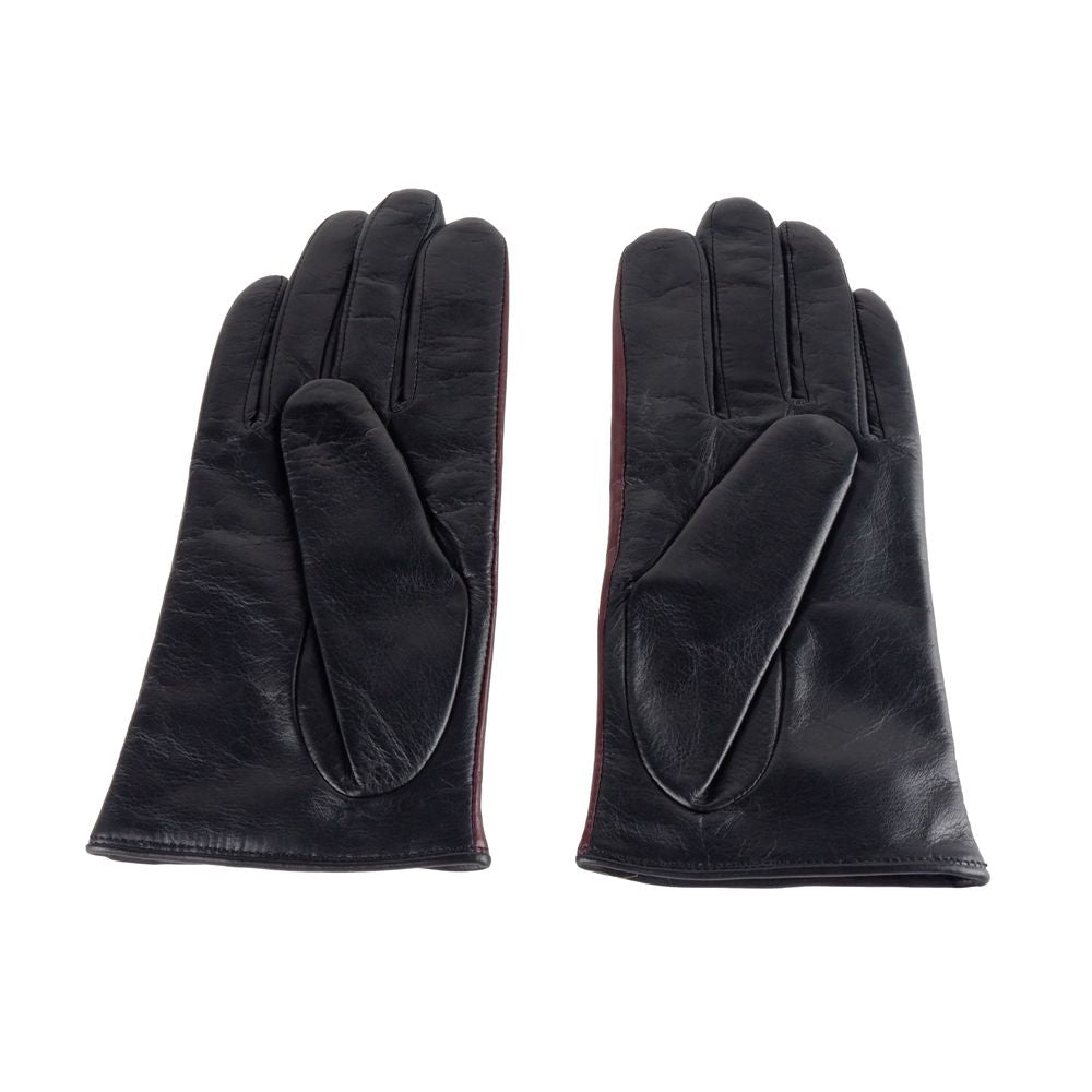 Guantes de piel de cordero Cavalli Class Chic en negro/rojo