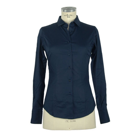 Blouse bleue élégante coupe slim fabriquée en Italie