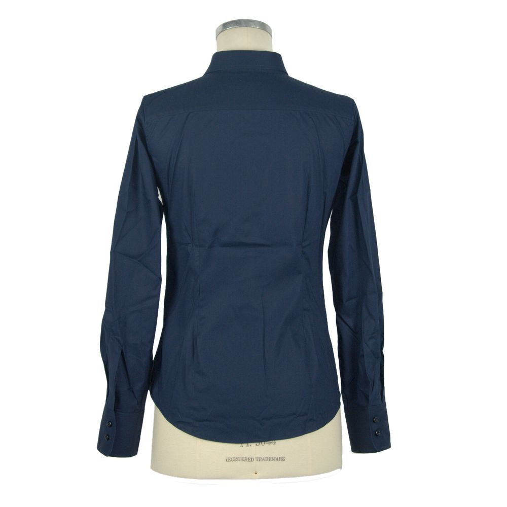 Made in Italy Elegante blusa de manga larga en mezcla de algodón italiano