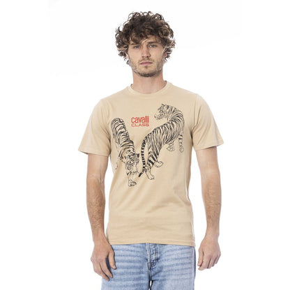 T-shirt en coton beige pour homme Cavalli Class