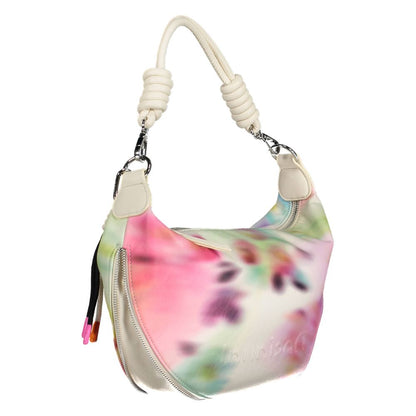 Desigual Chic White Expandable Handbag with Contrasting Accents