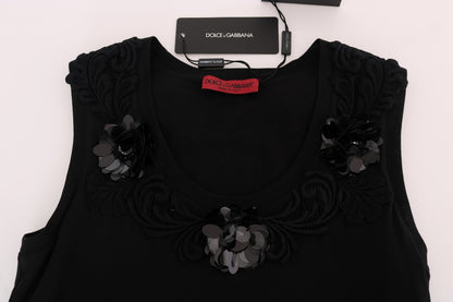 Dolce &amp; gabbana Blouse caraco noire à sequins fleuris