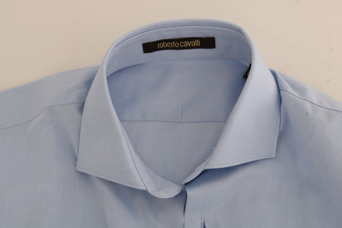 Camisa de vestir Cavalli de algodón azul claro