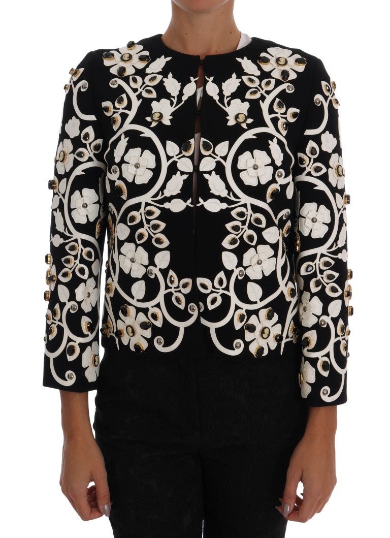 Dolce &amp; Gabbana Veste manteau en laine de cristal brodée de fleurs