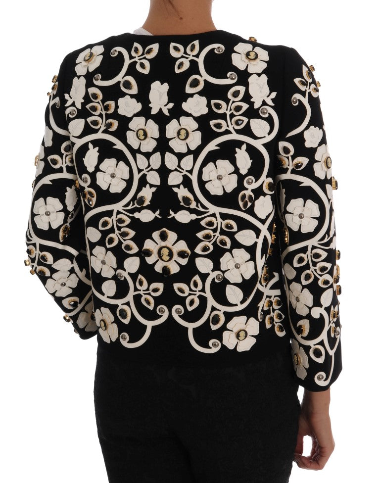 Dolce &amp; Gabbana Veste manteau en laine de cristal brodée de fleurs