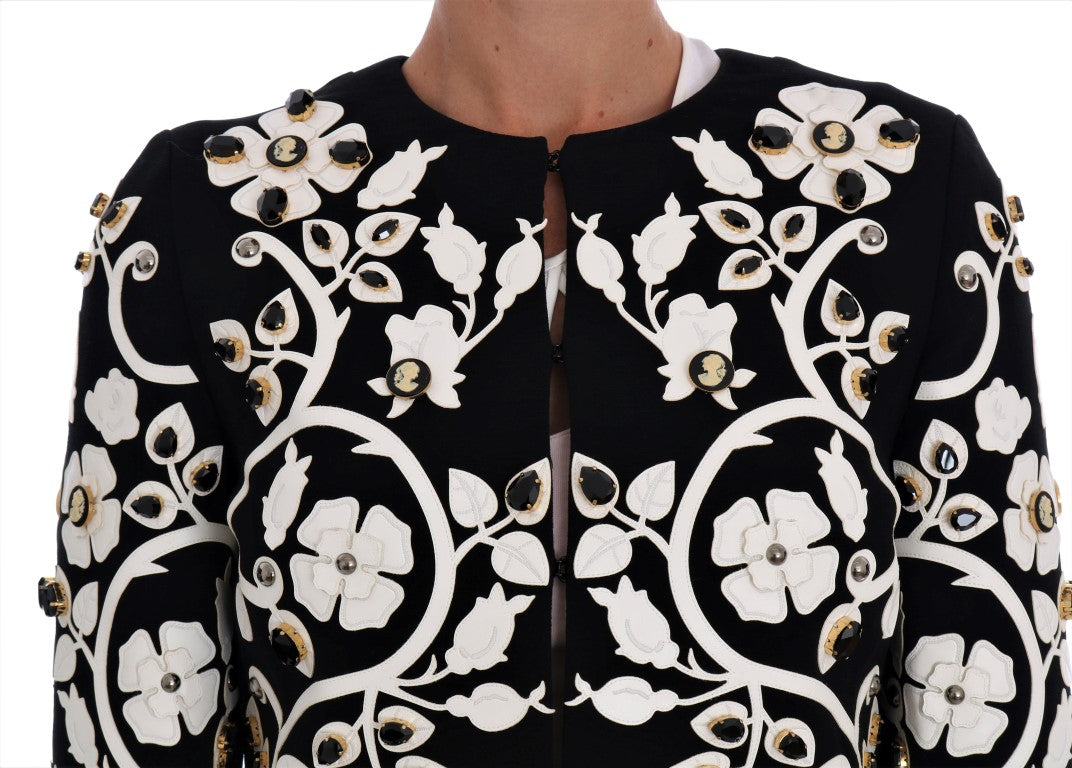 Dolce &amp; Gabbana Veste manteau en laine de cristal brodée de fleurs