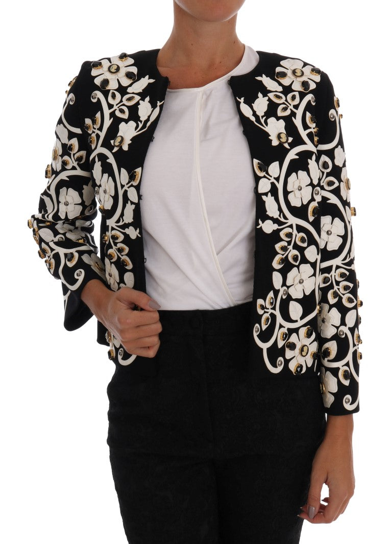 Dolce &amp; Gabbana Veste manteau en laine de cristal brodée de fleurs