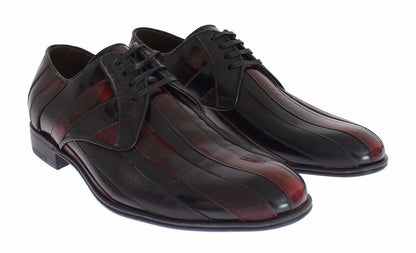 Dolce &amp; gabbana chaussures habillées en cuir rayé bordeaux noir