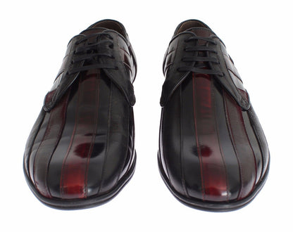 Dolce &amp; gabbana chaussures habillées en cuir rayé bordeaux noir