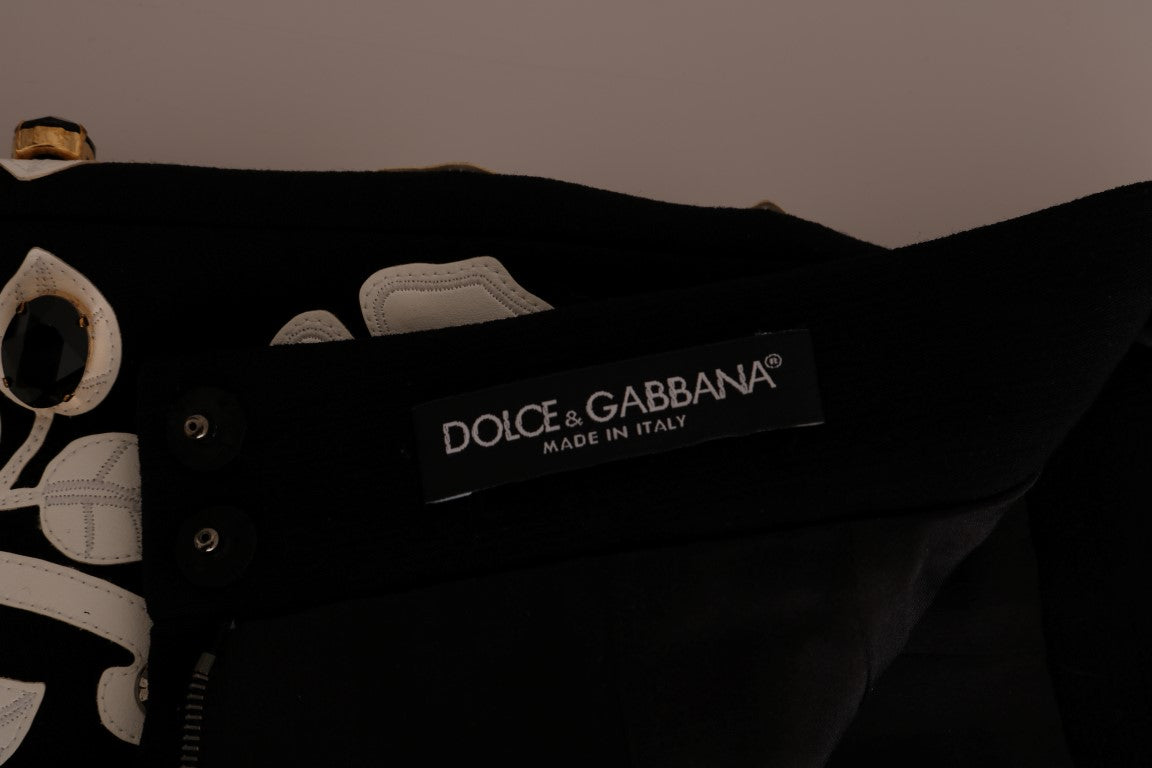 Dolce &amp; gabbana jupe crayon en cristal baroque floral noir blanc