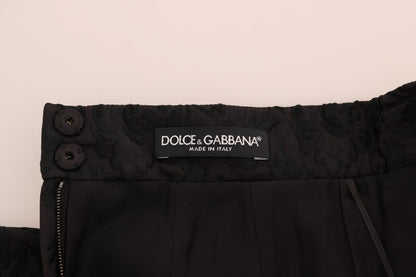 Dolce &amp; gabbana jupe trapèze noire en jacquard fleuri