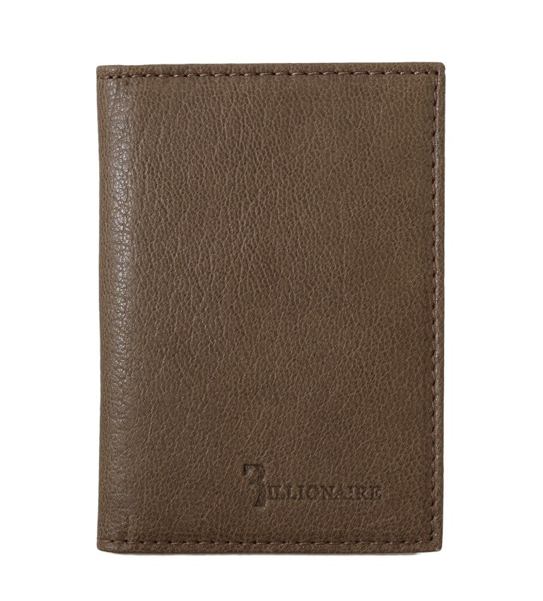 Portefeuille pour homme en cuir couture italienne Billionaire en marron