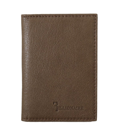 Portefeuille pour homme en cuir couture italienne Billionaire en marron