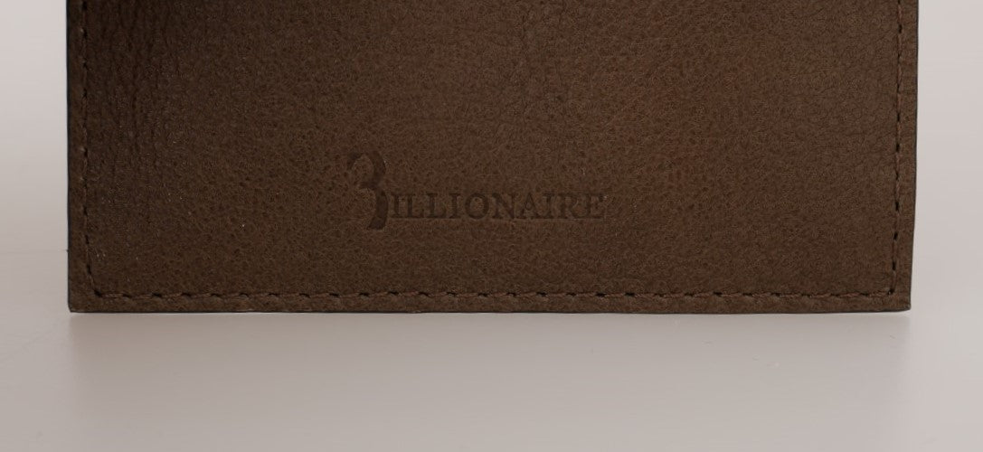 Portefeuille pour homme en cuir tourterelle couture italienne Billionaire