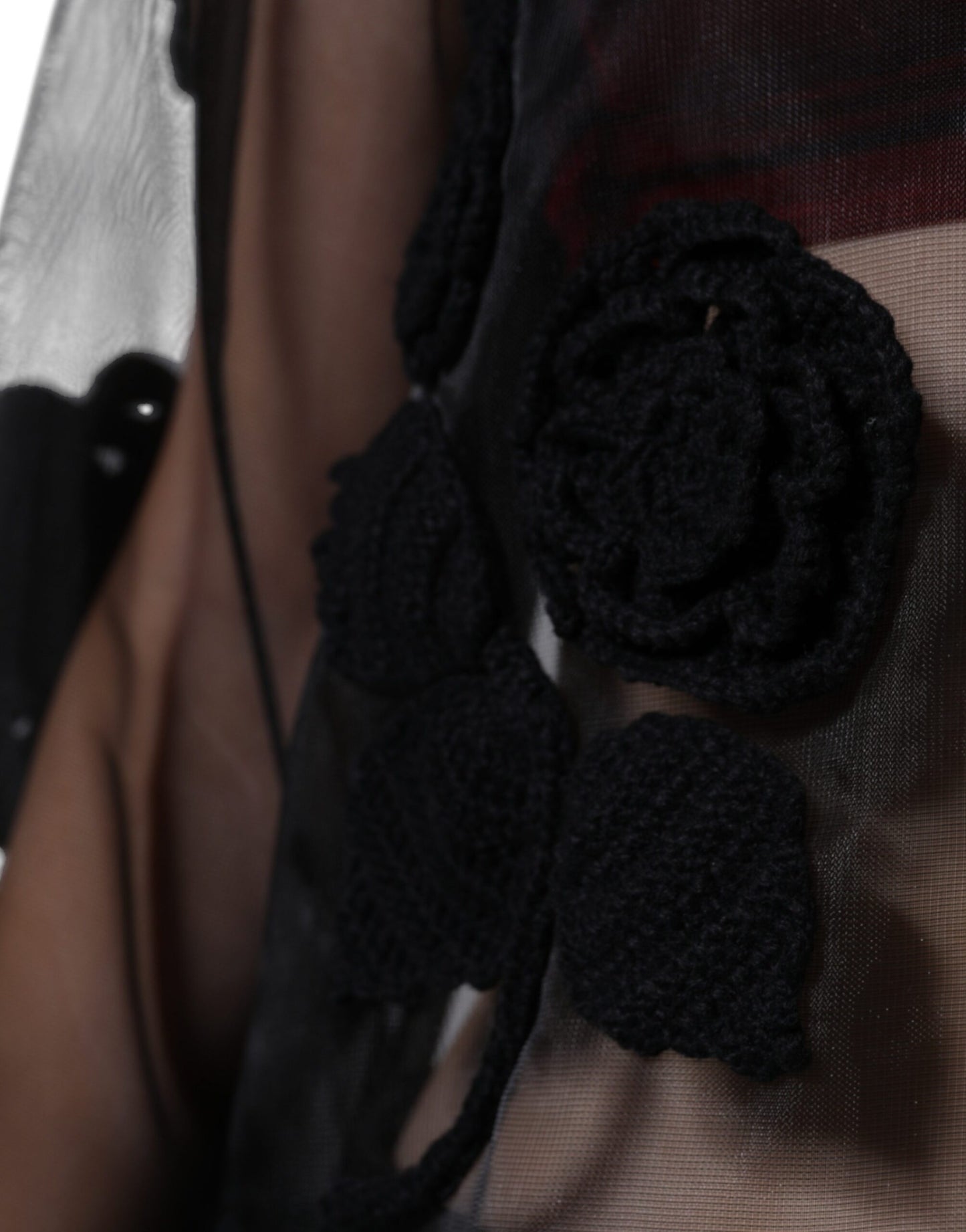 Chemisier fleuri transparent en maille de nylon noir Dolce &amp; Gabbana