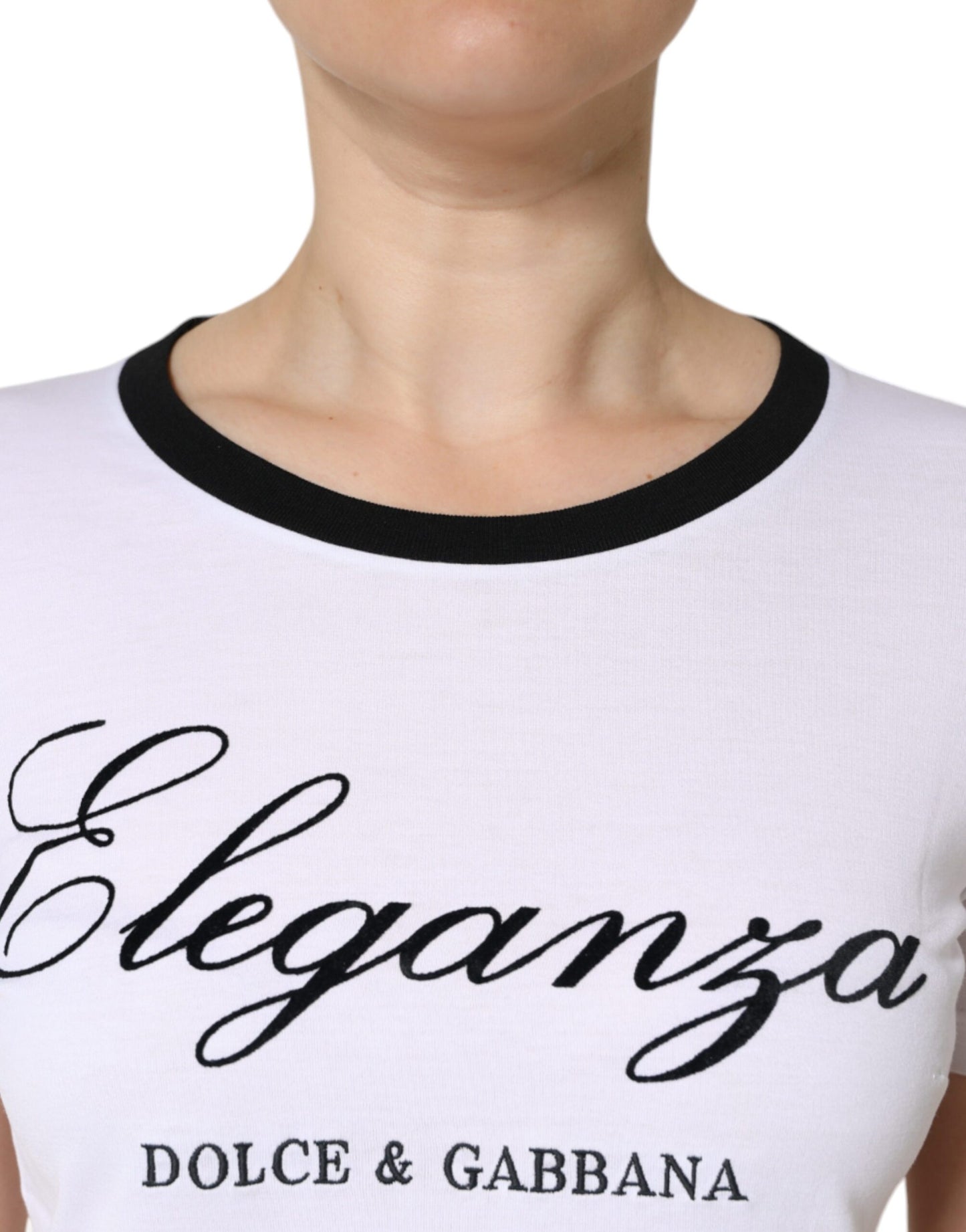 Camiseta de manga corta de algodón con estampado Eleganza en blanco de Dolce &amp; Gabbana