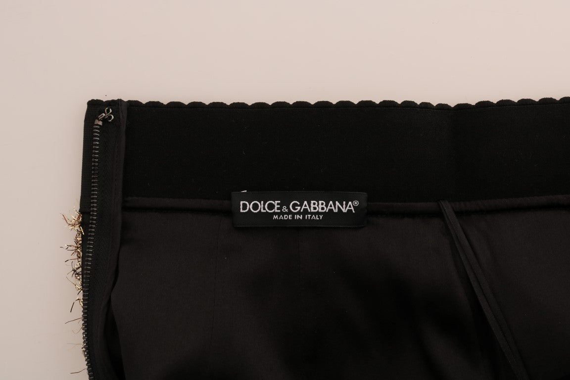 Dolce &amp; gabbana jupe crayon taille haute à franges dorées