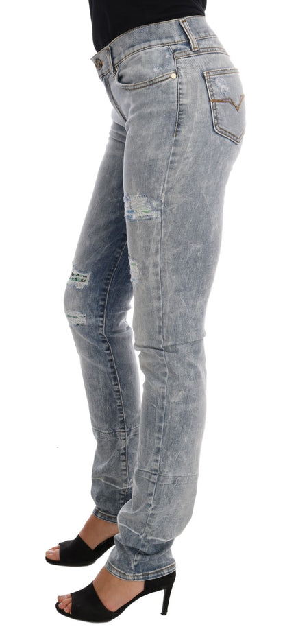 Versace jeans jean slim déchiré bleu clair