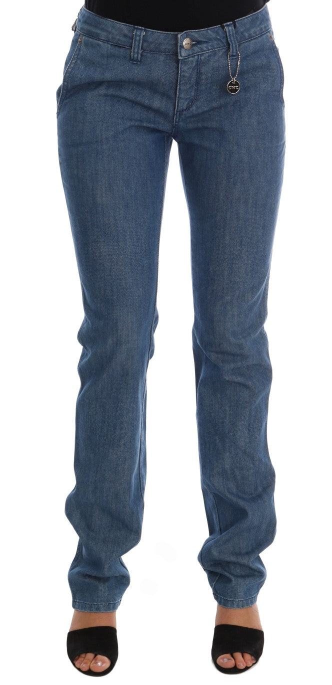 Costume national jean super slim en coton délavé bleu