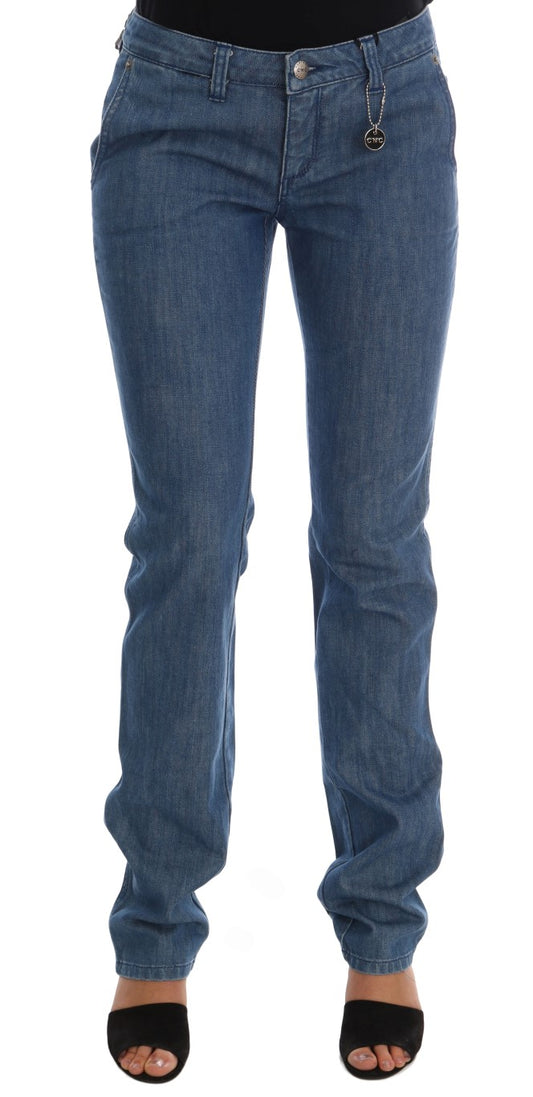 Costume national jean super slim en coton délavé bleu