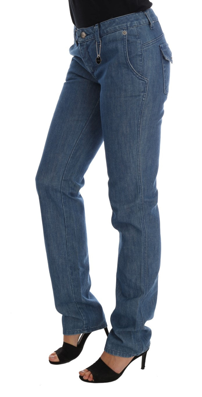 Costume national jean super slim en coton délavé bleu