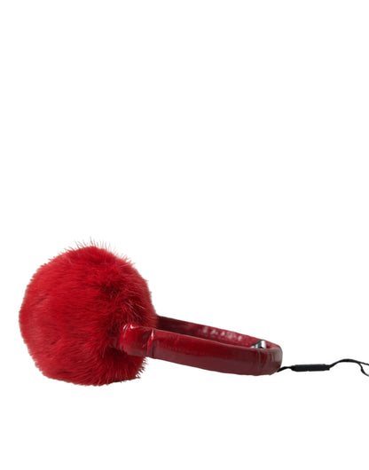 Dolce & gabbana red mink fur ear muffs