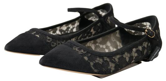 Chaussures plates en dentelle noire Dolce &amp; Gabbana