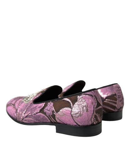 Dolce & gabbana pink crystal-embellished loafers