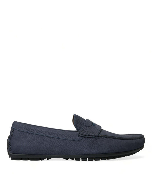 Dolce & gabbana blue leather moccasin shoes