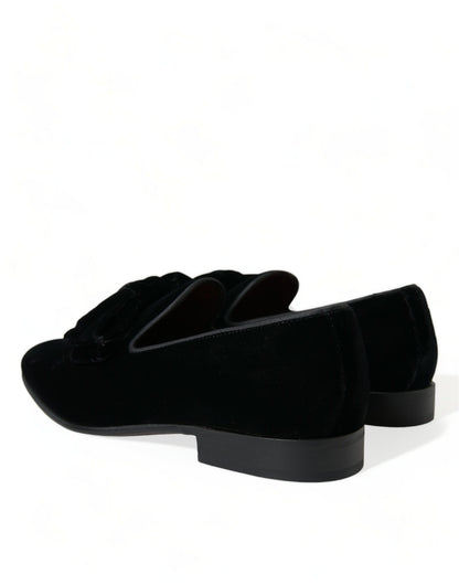 Mocassins en velours noir Dolce &amp; gabbana - chaussures de luxe pour hommes