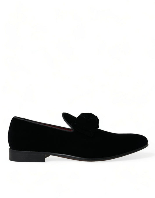 Dolce & gabbana black velvet loafers - men's luxury footwear