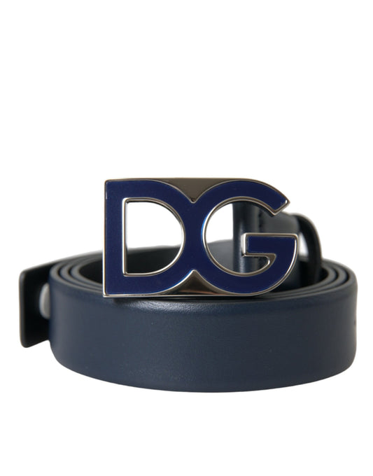 Dolce &amp; Gabbana ceinture à boucle avec logo en métal bleu cuir hommes