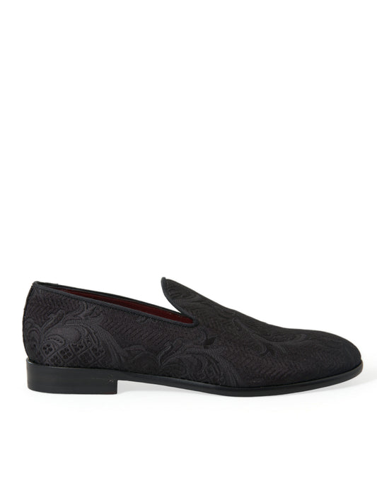 Dolce & gabbana black brocade dress loafers